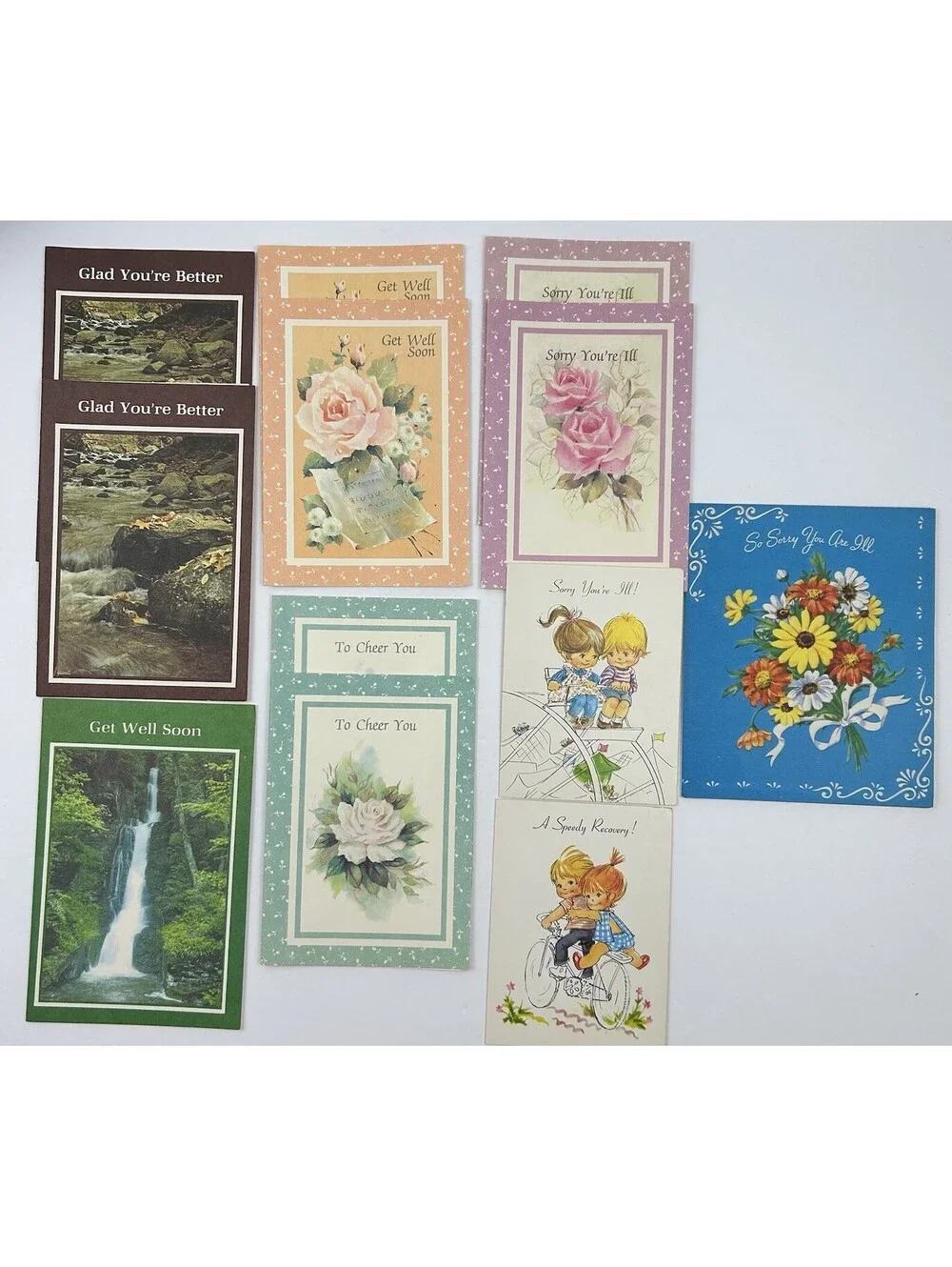 VTG Greeting Card Lot 12x Get Well Soon Speedy Recovery Unused 1970s Retro   N-2